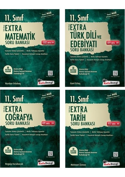11.Sınıf Matematik + Edebiyat + Tarih + Coğrafya Extra Soru Seti 4 Kitap