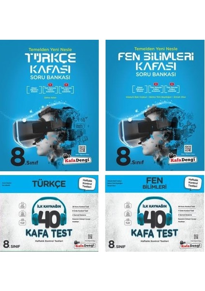 8.Sınıf LGS 2023 Türkçe Fen Bilimleri Kafa Soru + Test Seti 4 Kitap