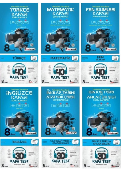 8.Sınıf LGS 2023 Kafa Soru + Test Seti 12 Kitap Tam Set