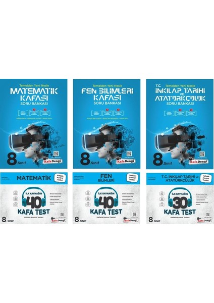 8.Sınıf LGS 2023 Matematik + Fen + Inkılap Kafa Soru + Test Seti 6 Kitap