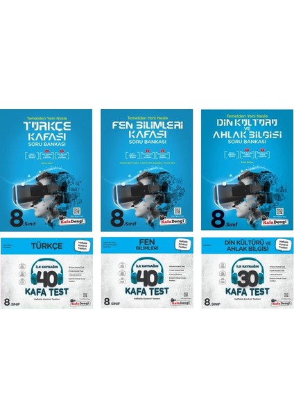 8.Sınıf LGS 2023 Fen + Türkçe + Din Kafa Soru + Test Seti 6 Kitap