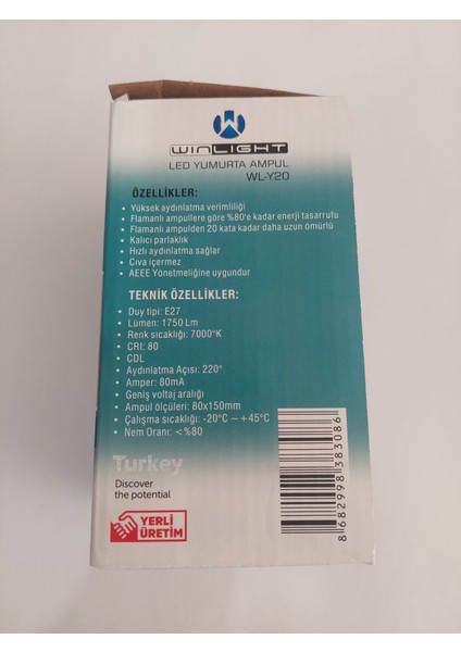 Yumurta Ampul Led 20 Watt Wl-Y20 Beyaz 10 - 20w