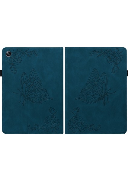 Oppo Pad Hava Mavisi Için Kelebek Çiçek Pu Kılıfı (Yurt Dışından)