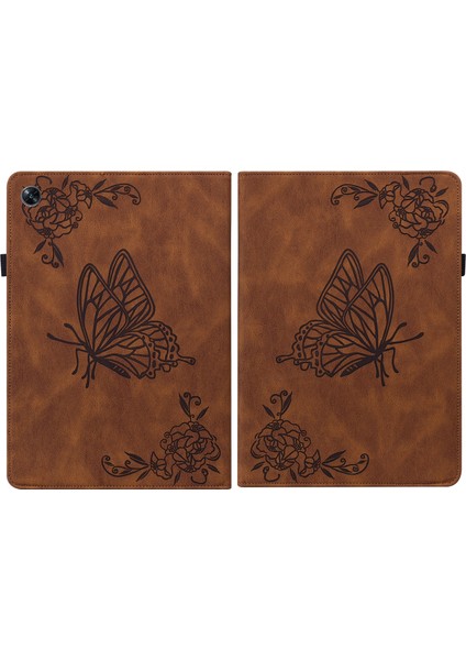 Szykd Oppo Pad Air Brown Için Kelebek Çiçek Pu Kılıf (Yurt Dışından)