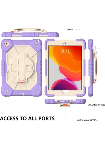 Ipad 10.2 2021 / 2020/2019 Mor Bej Için Robot Kılıfı (Yurt Dışından)