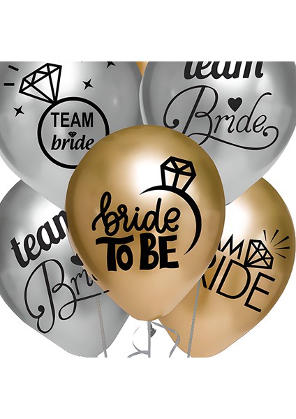 Team Bride Metalik Altın ve Gümüş Renkli Balon, 30CM x 8 Adet modelleri