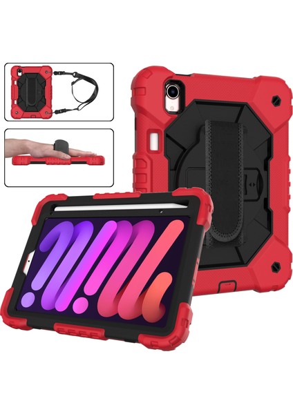 Ipad Mini 6 Kırmızı Için Kontrast Renk Robott Kılıfı (Yurt Dışından)