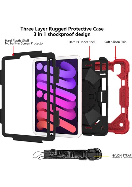 Ipad Mini 6 Kırmızı Için Kontrast Renk Robott Kılıfı (Yurt Dışından) fırsatları