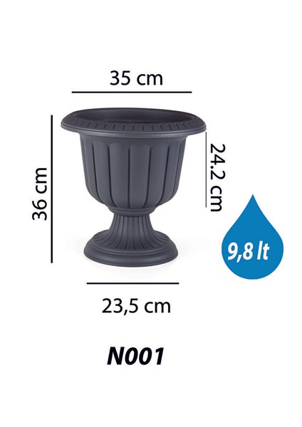 Nergis Saksı No.1 9,8 Litre Antrasit Renk fiyatları
