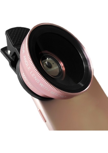 2 Adet 0.45X Ultra Geniş Açılı Makro Kombinasyonu Cep Telefonu Klipli (Gül Altın) Harici Lens (Yurt Dışından)
