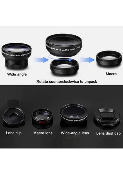 2 Adet 0.45X Ultra Geniş Açılı Makro Kombinasyonu Cep Telefonu Klipli (Gül Altın) Harici Lens (Yurt Dışından) modelleri