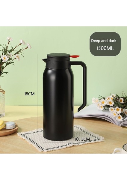 Tulip Kitchenware Kahve Siyah Çay Yalıtımlı 1500 ml. Çift Katlı Çelik Termos (Yurt Dışından)