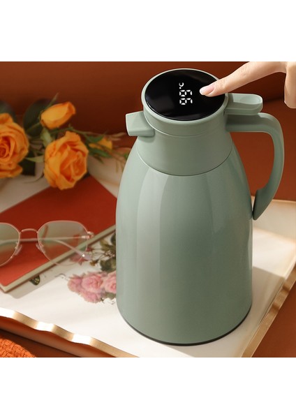 Tulip Kitchenware Sıcaklık Göstergesi Kahve Siyah Çay Isı Koruma Çift Katlı Çelik Termos (Yurt Dışından)