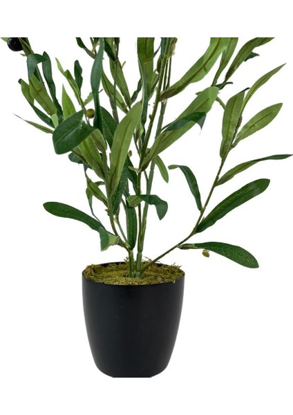 Yapay Çiçek Siyah Saksıda Zeytin Dalı 60CM