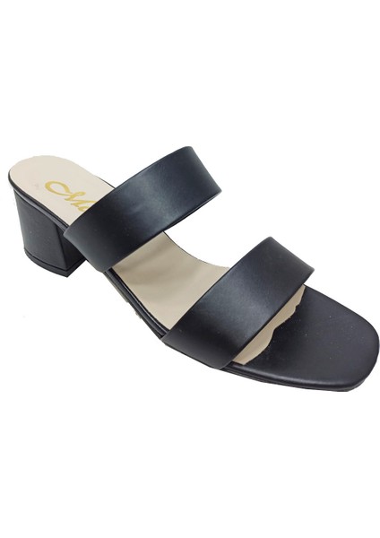 Mengı 5499 Deri Kalın Topuklu Fashıon Kadın Terlik