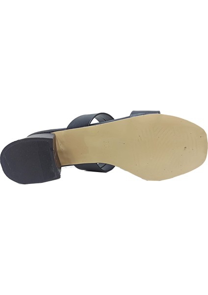 Mengı 5499 Deri Kalın Topuklu Fashıon Kadın Terlik modelleri