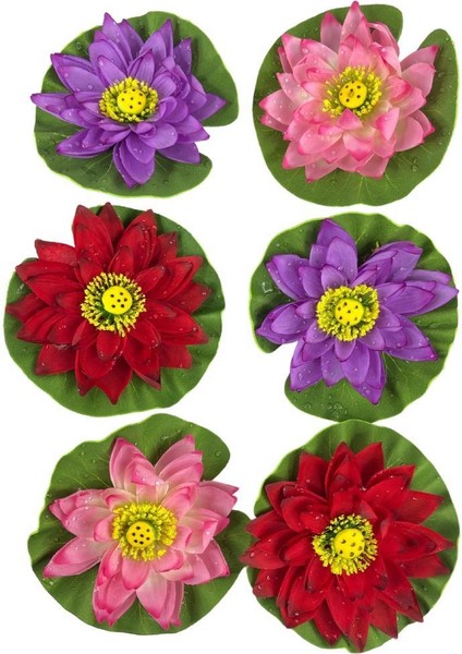 Yapay Çiçek Nilüfer Köpük Lotus Havuz ve Akvaryum Dekoru 6ADET