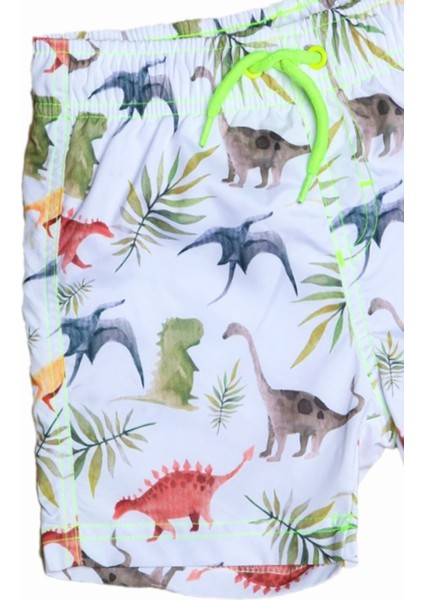 Sevimli Dinazor Desenli Hemen Kuruyan Erkek Çocuk Şort Mayo modelleri