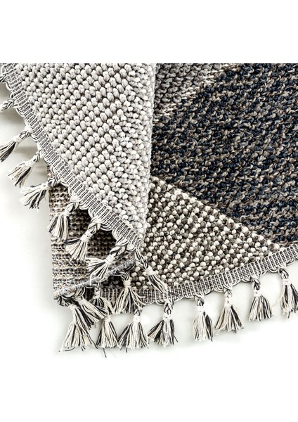 Bress 1401 Gri Hav Toz Vermez Hasır Dokulu Bukle Örgü Modern Desen Yuvarlak Halı fırsatları