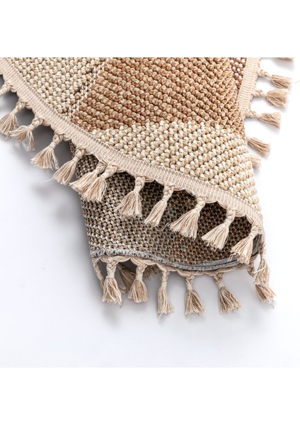 Bress 1405 Sarı Hav Toz Vermez Hasır Dokulu Bukle Örgü Modern Desen Yuvarlak Halı modelleri