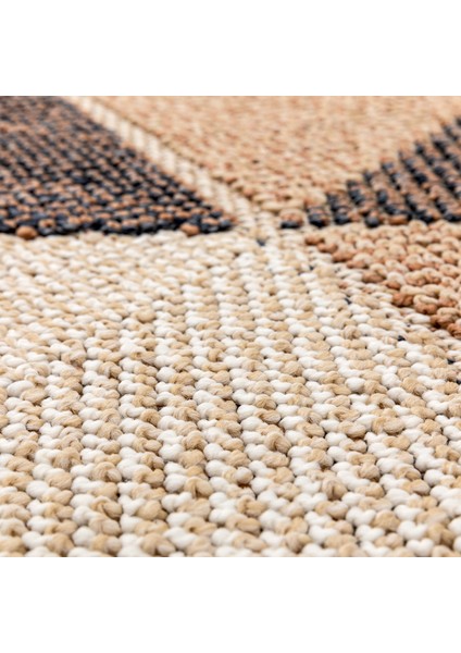 Bress 1405 Sarı Hav Toz Vermez Hasır Dokulu Bukle Örgü Modern Desen Yuvarlak Halı indirimleri