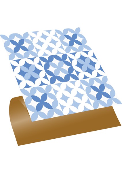 Kendinden Yapışkanlı Mavi Çiçek Desenli Pvc Karo 30x30 Cm 11 Adet 1 M2