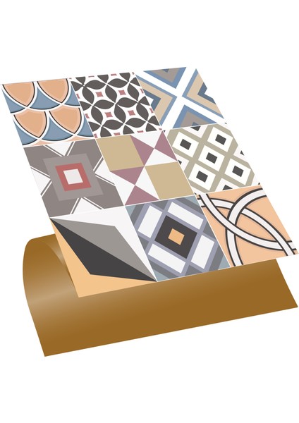 Kendinden Yapışkanlı Geometrik Karma Pop Art Desenli Pvc Karo 30x30 Cm 11 Adet 1 M2