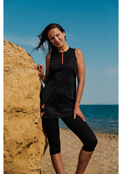 Kadın Siyah Bağcık Detaylı Tasarım Yarı Kapalı Mayo M2219 modelleri