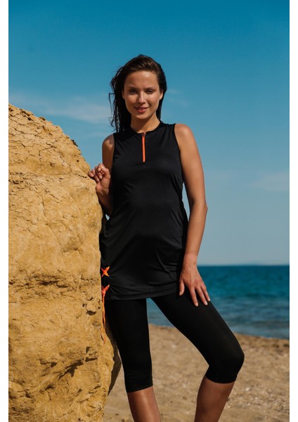 Kadın Siyah Bağcık Detaylı Tasarım Yarı Kapalı Mayo M2219 indirimleri