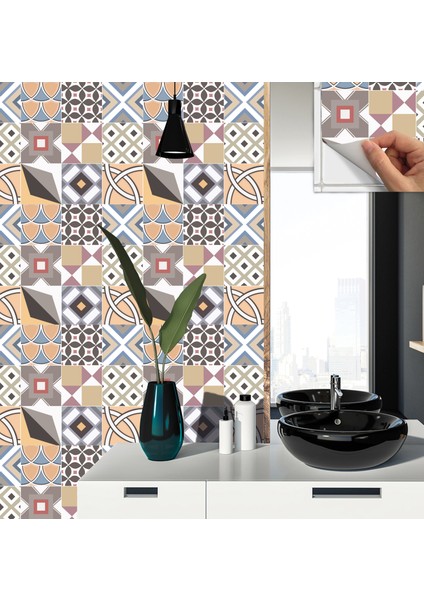 Kendinden Yapışkanlı Geometrik Karma Pop Art Desenli Pvc Karo 30x30 Cm 11 Adet 1 M2