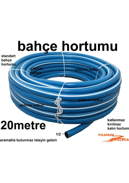 20 Metre Bahçe Hortumu 1/2 Kalın Sulama Hortumu Ev Tipi Hortum