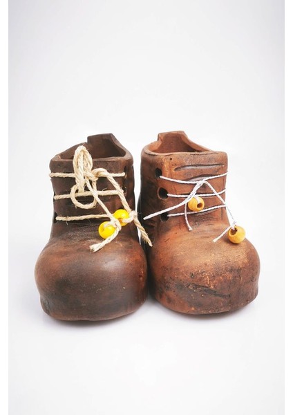 2'li El Yapımı Toprak Kalemlik Kabı Ayakkabı Model