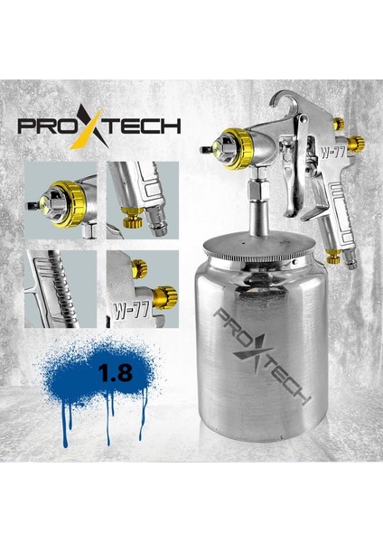 Proxtech  Bhd Alttan Depolu Profesyonel 1.8 mm 1000 Cc Boya Sprey Tabancası