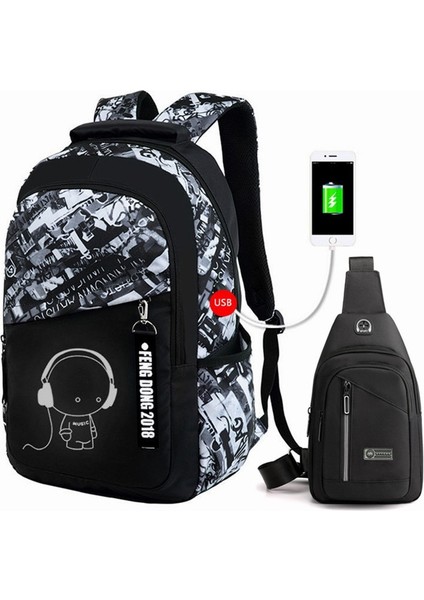 Messenger Göğüs Çantası Su Geçirmez Erkek Öğrenci Sırt Çantası Erkek Omuz Çantası (Yurt Dışından)