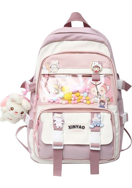 Su Geçirmez Kadın Sırt Çantası Kawaii Genç Kız Sırt Çantası Laptop Çantası Sevimli Öğrenci Okul Çantası (Yurt Dışından)