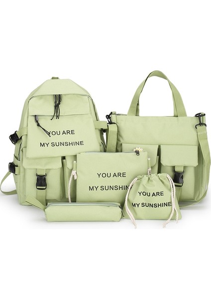 5 Adet/takım Sırt Çantası Kız Çanta Tek Omuzdan Askili Çanta Seti Naylon Su Geçirmez (Yurt Dışından)