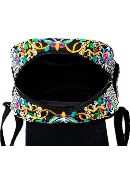 Çiçek Işlemeli Kanvas Kadın Sırt Çantası Çok Cepli Flap Seyahat Çantası (Yurt Dışından) fırsatları