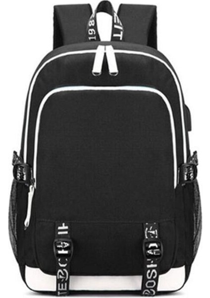 Erkek Sırt Çantası USB Bağlantı Noktası Su Geçirmez Büyük Kapasiteli Seyahat Okul Çantası (Yurt Dışından)