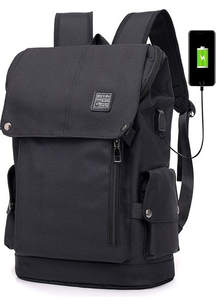 Öğrenci Su Geçirmez Erkek Okul Çantası Spor Çantası Kanvas Sırt Çantası (Yurt Dışından)