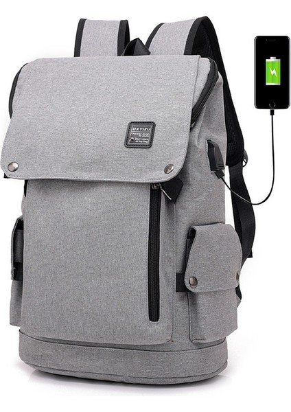 Öğrenci Su Geçirmez Erkek Okul Çantası Spor Çantası Kanvas Sırt Çantası (Yurt Dışından)
