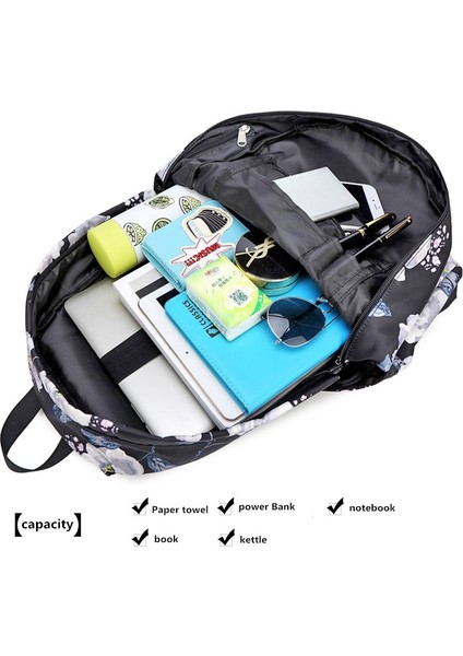 Çocuk Kırık Çiçek Sırt Çantası Kız USB Şarj Edilebilir Naylon Su Geçirmez (Yurt Dışından) fiyatları