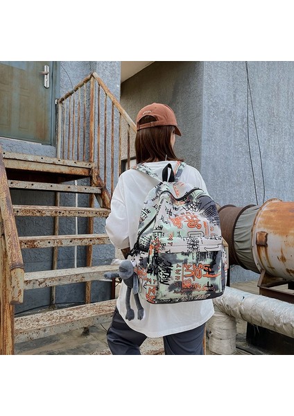 Harajuku Baskılı Erkek Öğrenci Naylon Laptop Okul Çantası Kızlar Için Uygun (Yurt Dışından) fiyatları