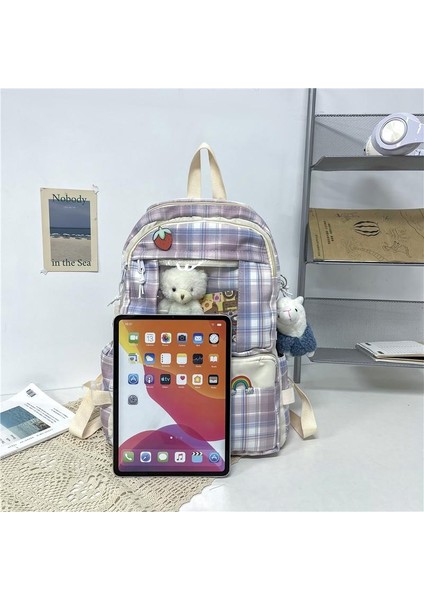 Kadınlar Izgara Sırt Çantası Şeker Renk Gençler Öğrenciler Için Su Geçirmez Okul Çantaları (Yurt Dışından) modelleri