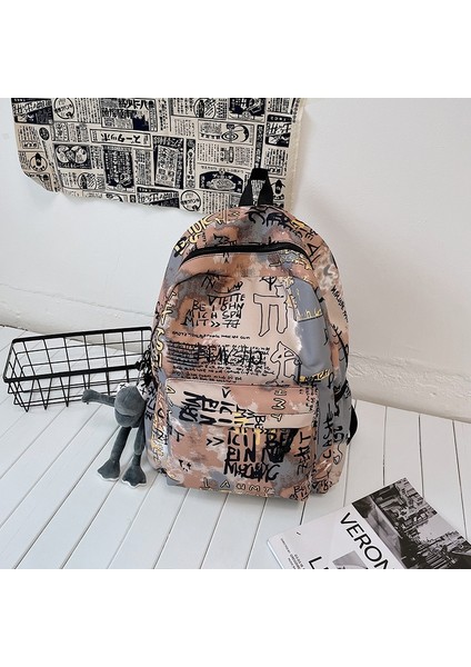 Harajuku Baskılı Erkek Öğrenci Naylon Laptop Okul Çantası Kızlar Için Uygun (Yurt Dışından)