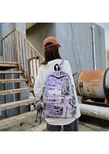 Harajuku Baskılı Erkek Öğrenci Naylon Laptop Okul Çantası Kızlar Için Uygun (Yurt Dışından) fiyatları