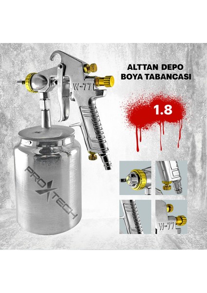 Proxtech  Bhd Alttan Depolu Profesyonel 1.8 mm 1000 Cc Boya Sprey Tabancası