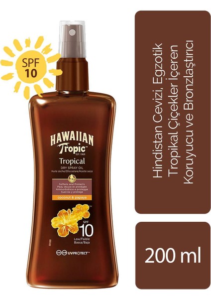 Hawaiian Tropic Bronzlaştırıcı Yağ Sprey Spf 10 200 ml