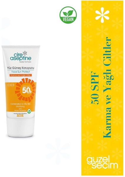 Yüz Güneş Koruyucu Karma ve Yağlı Ciltler 50 Spf 50 ml