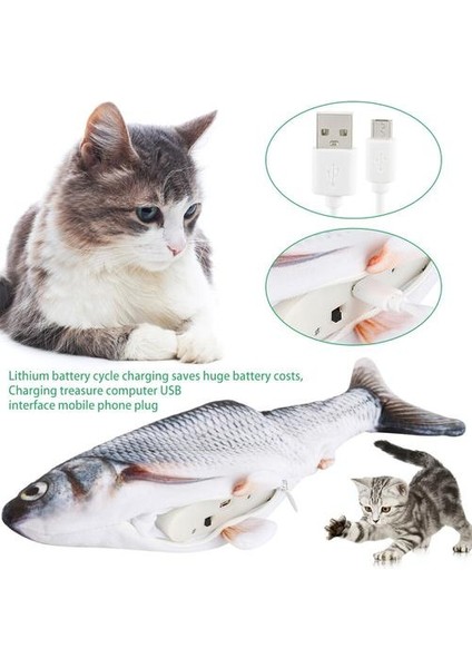30 cm Elektronik Pet Kedi Oyuncak Elektrikli USB Şarj Simülasyon Balık Oyuncaklar Köpek Kedi Için Çiğneme Oynama Isırma Kedi Vagging Oyuncak Kedi Oyuncakları (Yurt Dışından)