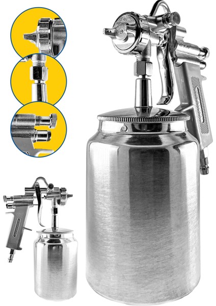 Craftex Profesyonel Aluminyum Pnömatik Atomizer 1000 Ml 45psı Boya Püskürtücü Tabancası